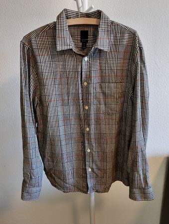 Herren Hemd H&M kariert Regular Fit Grösse L grau braun