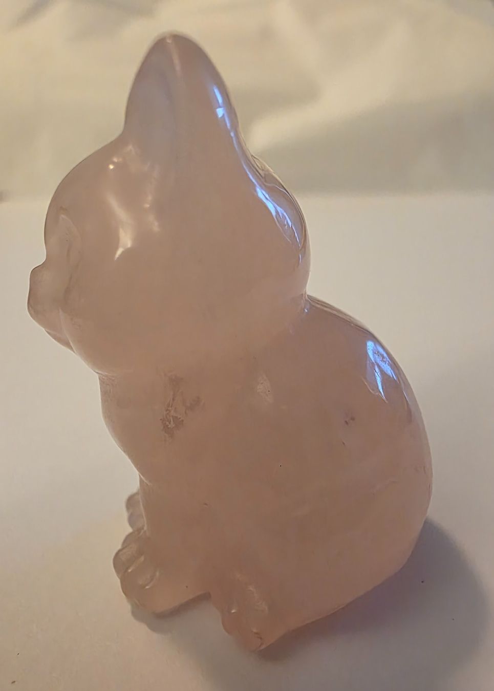 Statuette: Rosenquarz Katze Statue / Figur – Nuovo e nell'imballaggio originale da Menziken venduto da Mirager 3