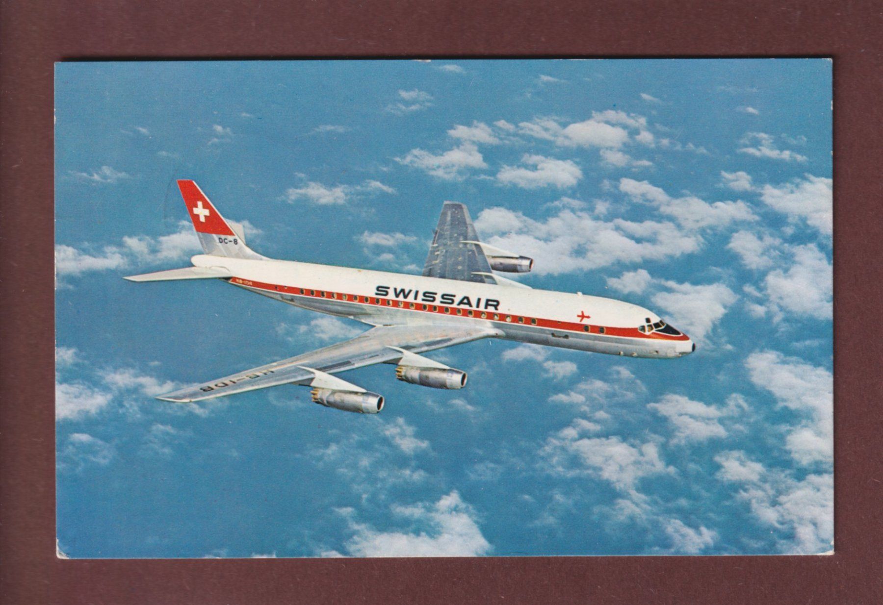 Cartoline postali: SWISSAIR - Douglas DC-8 - 1970 – Usato da Pully venduto da nicecards