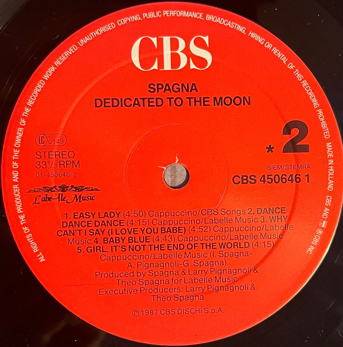 Schallplatten: SPAGNA - DEDICACED TO THE MOON - 33 Tours – Gebraucht aus Bussigny von vinyl-pas-cher 3
