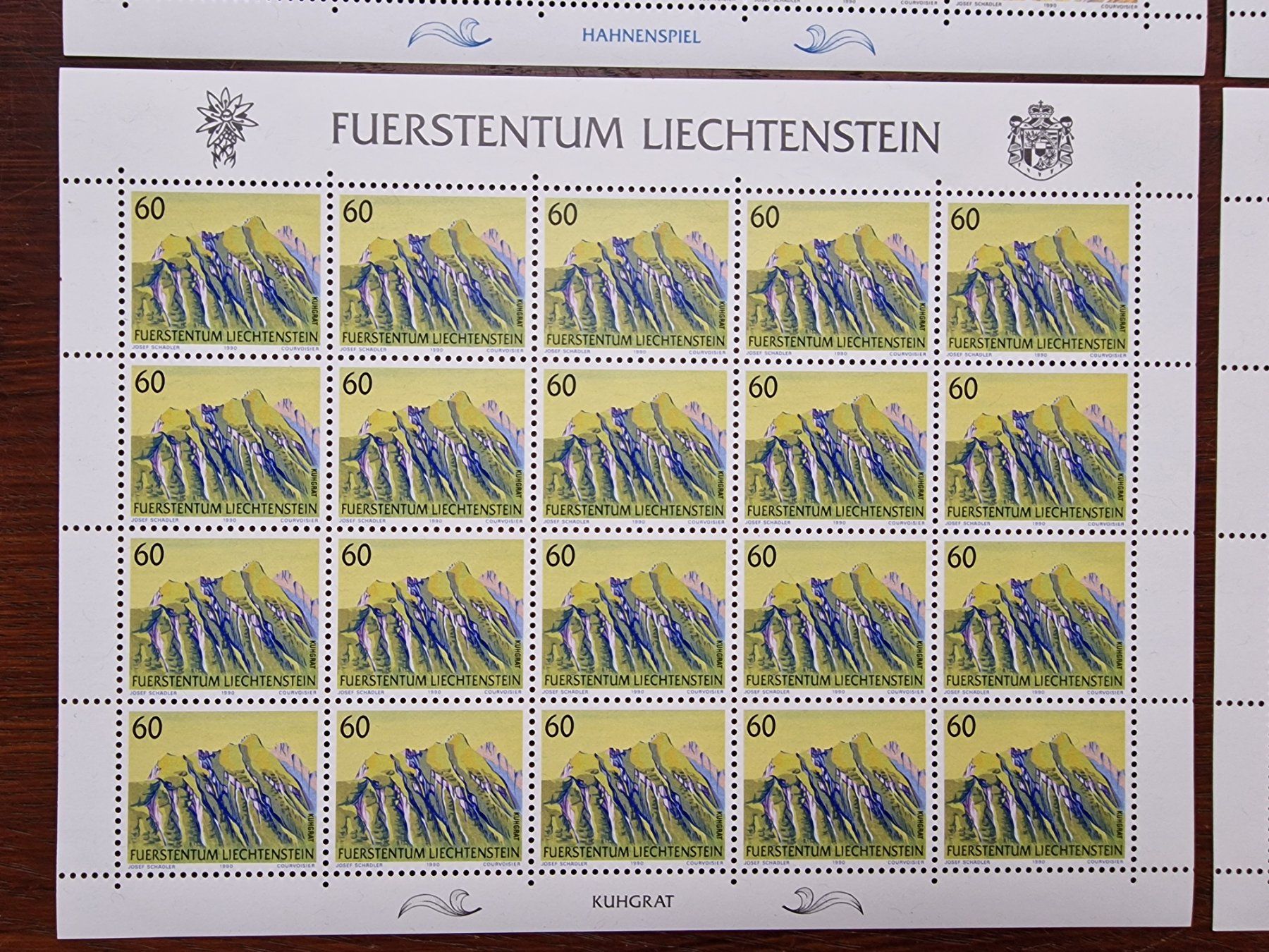 Alle Briefmarken: FL 1990 Serie Bogen "Berge -III" postfrisch – Gebraucht aus Aesch LU von briefmarken.uray 3