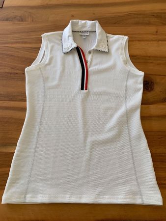 Traum Sportalm Damen Polo Top, 3D Blumen Gr 36, Weiss NWT