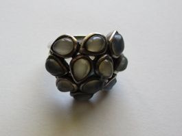 Bague vintage argent 925 pierres grises forme goutte