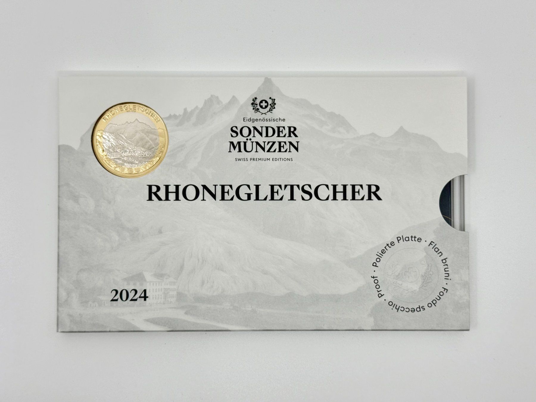 Alle Münzen: Münzsatz Schweiz 2024 "Rhonegletscher" - Polierte Platte – Neu und originalverpackt aus Sempach von alsas