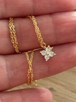 Luxus Elegante Zirkonia Kette Farbe : Gold/Weiss