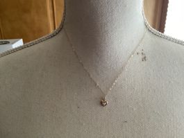 Halskette mit Herz Diamant 375 Gelbgold 1947 England