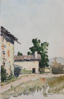 M. Debrunner, 1957 - Aquarell, Bauernhof