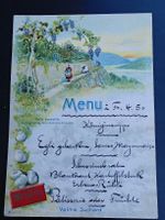Litho Menu Karte / Chocolat Suchard Velma ca. 1900