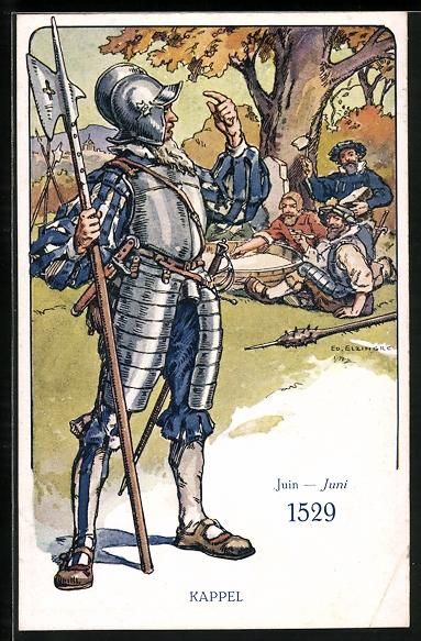 Foto, Lettere & Cartoline: Kappel, schweizer Soldat im Juni 1529 – Usato da Berlin venduto da bartko-reher
