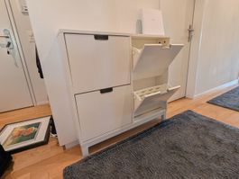 Schmaler Schuhschrank weiss – 4 Kippfächer