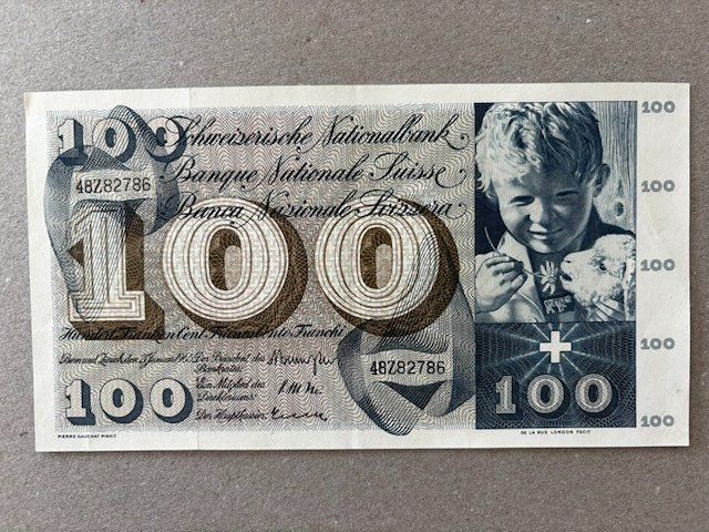 Banconote: 100-Franken-Note von 1965 – Usato da Zürich venduto da Lenine