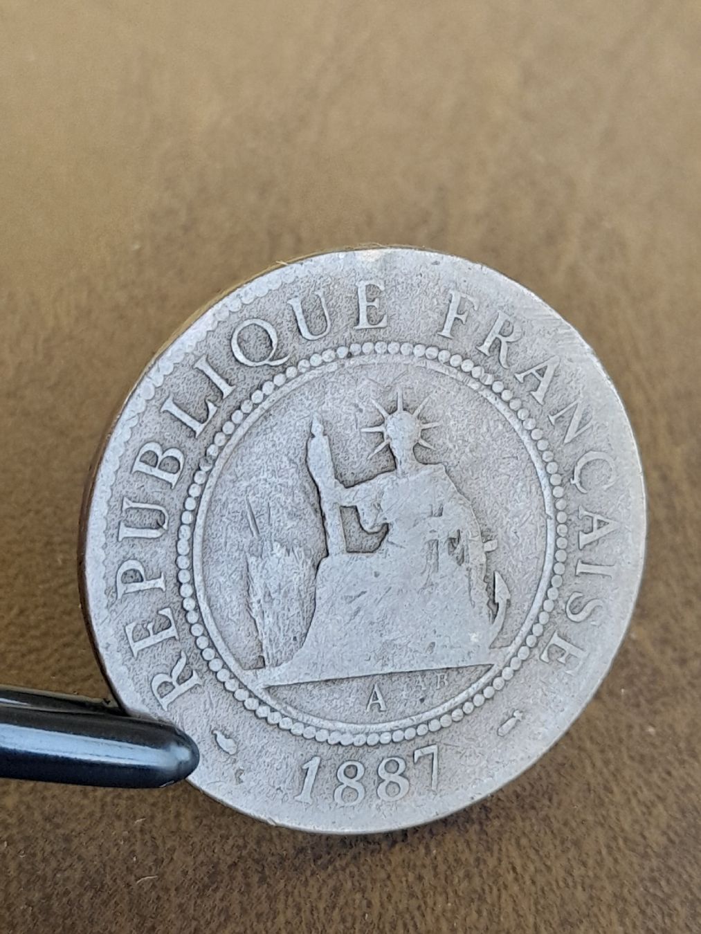 Alle Münzen: Indochina 1 Cent 1887 – Gebraucht aus Basel von Basel_20 7