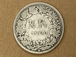 SVIZZERA 1/2  FR MONETA IN ARGENTO 1900 usata - circolata
