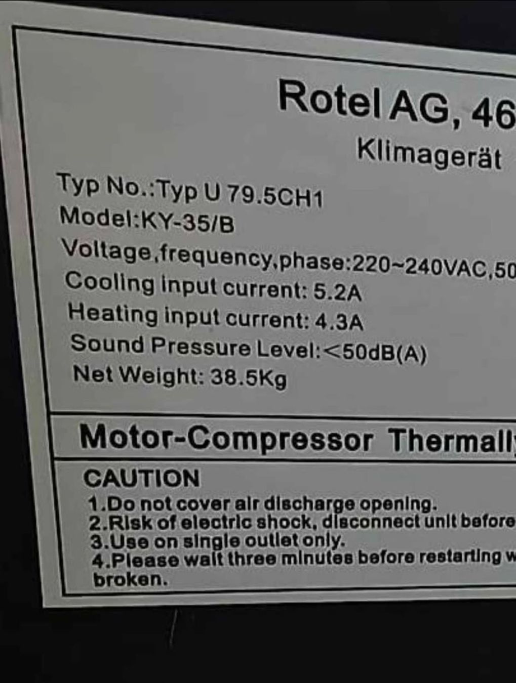 Rotel Condizionatori: klima 12000btu – Usato da Winterthur venduto da adr_7gv5 2