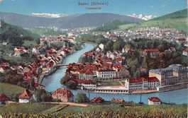 Baden, gestempelt Amtlich Anstalt Freihof, gelaufen 1911