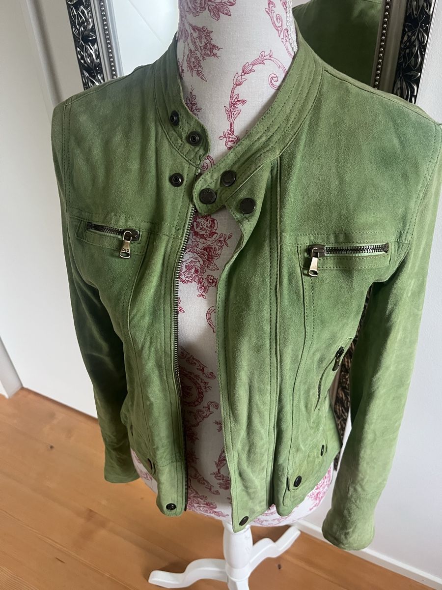 Dolce & Gabbana Giacche: D&G Lederjacke Wildlederjacke Grün – Usato da Winterthur venduto da Nanole 4