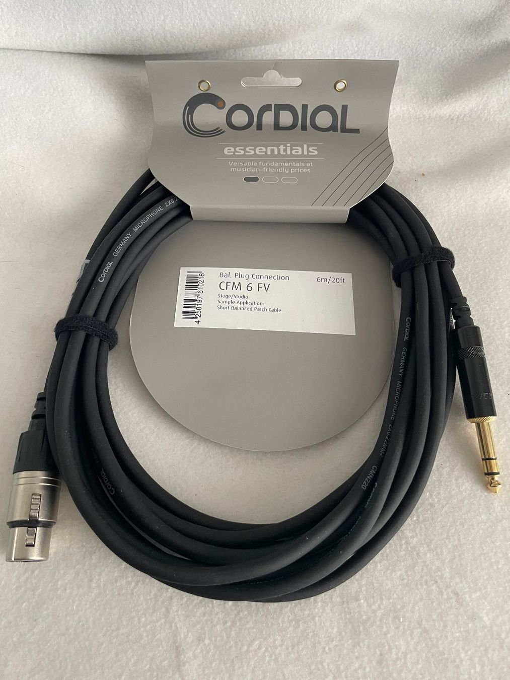 Kabel: CORDIAL CFM 6 FV - Studiokabel, 6m, Jack sym.-XLRf      A109 – Neu und originalverpackt aus Schötz von amore14