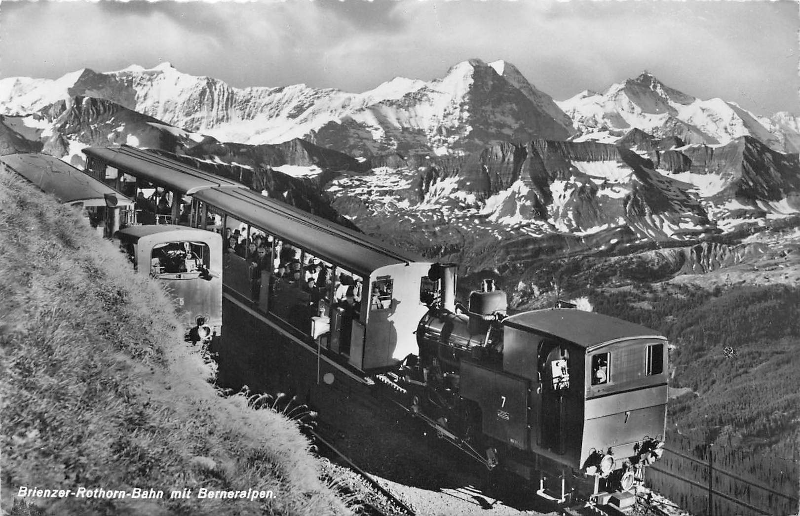 Cartoline postali: Brienz BE Brienzer Rothorn Bahn mit Berneralpen – Usato da Biasca venduto da Blenio71