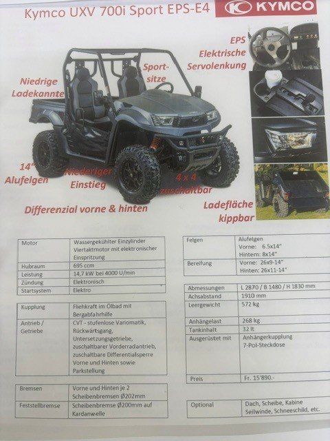 Kymco ATV / Quad: Quad / KYMCO UXV 700i – Usato da Hallwil venduto da volvo63 8