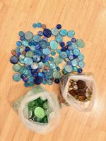 Coloured Decorative Glass Stones - 2,4kg blue, green, brown