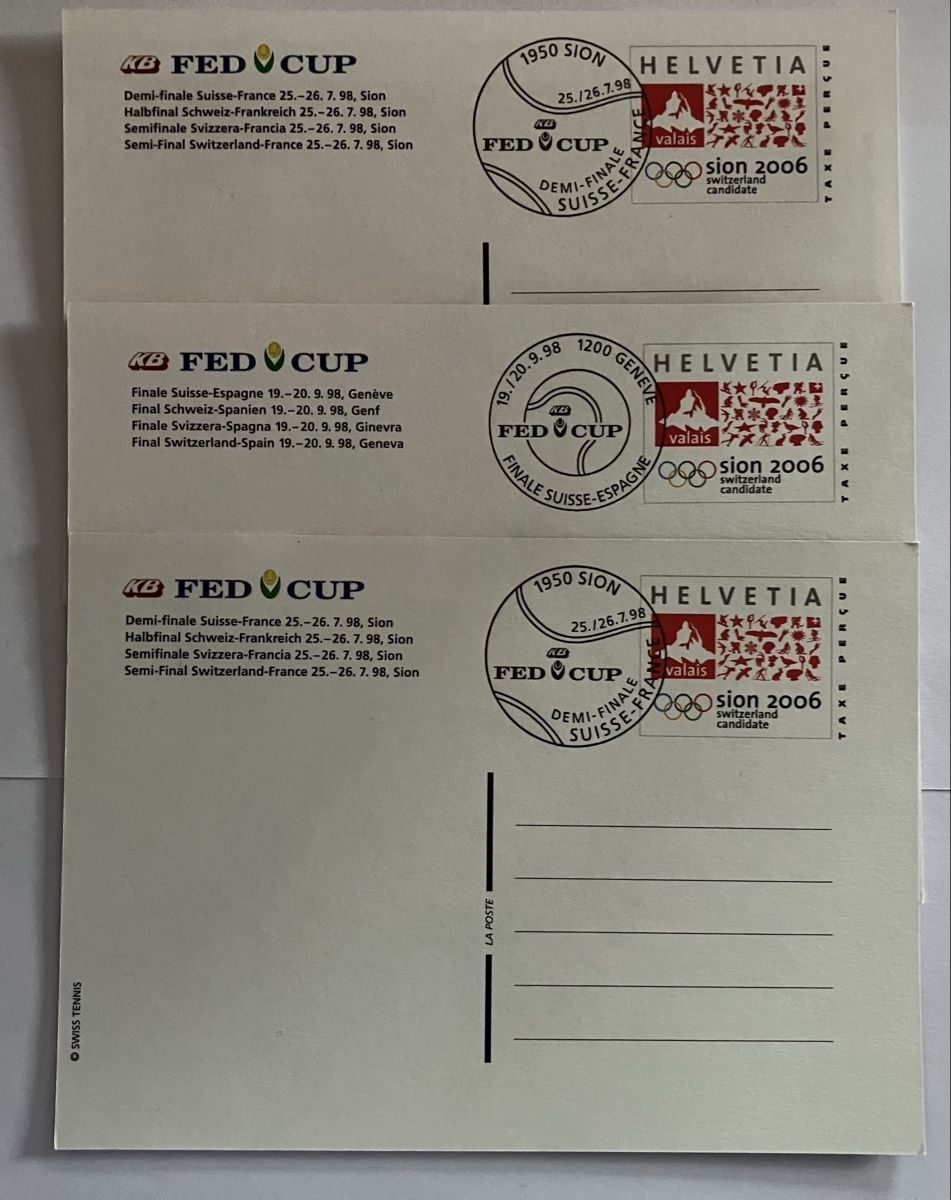 Cartoline postali: Schweizer Tennisstars im Fed Cup Final 1998 – Usato da Bauma venduto da Baumer71 4