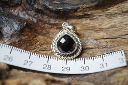 Obsidian    Facettiert  Tropfen  Anhänger   925 Silber