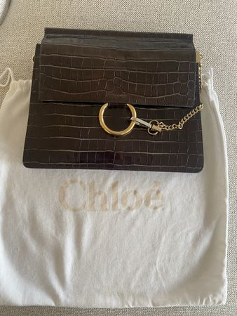Chloe FAYE bag | as new - dark choco croc embossed calfskin