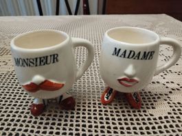 Monsieur & Madame Tassen Set, Vintage Stil,  70-80er