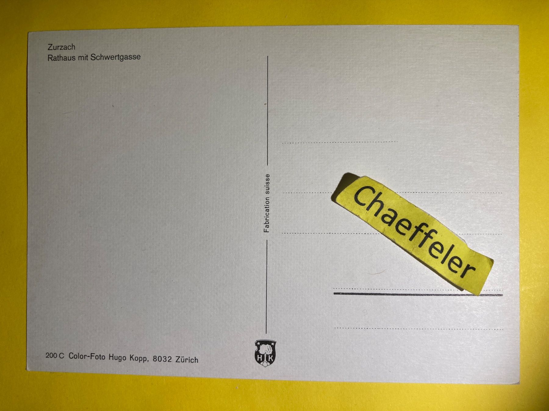 Cartoline postali: Zurzach, Rathaus mit Schwertgasse – Usato da Zürich venduto da Chaeffeler 1