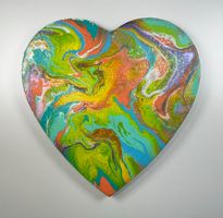 Acryl-Flüssigmalerei, Herzform