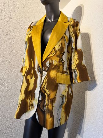Damen Sommerlicher Blazer Weiss Braun Gelb Gr M L Top