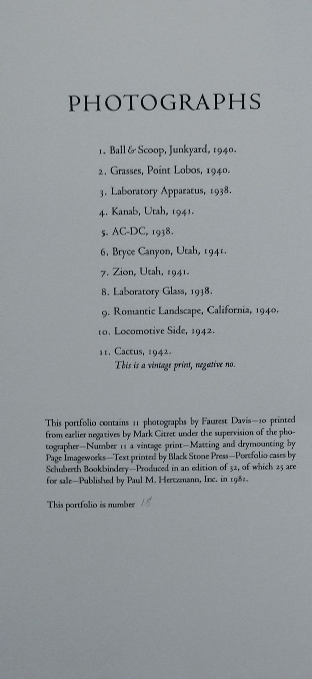 Libri: Portfolio Forest Davis Photographs, 1981 – Usato da Zürich venduto da Top-Deal-Schweiz 1