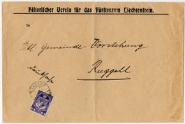 3 Heller auf Grossbrief von VADUZ nach RUGGEL