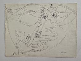 Lill Tschudi Original Zeichnung, 44x33cm gut gehandelt
