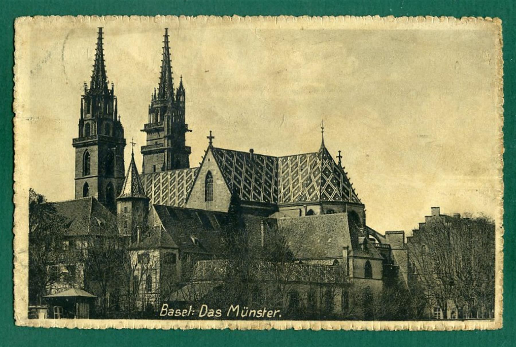Cartoline postali: Basel, Das Münster, 1913, gelaufen – Usato da Sargans venduto da Hausi1951