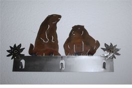 Wandhaken  3-er / Murmeltiere als Deko (Handarbeit)
