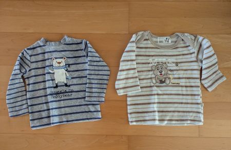 2 Langarmshirts/Pullover, gestreift mit Bären Motiv Gr. 68