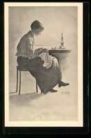 Oerlikon, Junge Frau bei der Handarbeit,