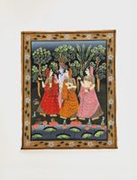 Traditionelle indische Miniaturmalerei auf Stoff
