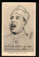 AK Lustiger Schweizer Soldat, Portrait