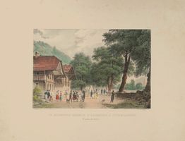 Interlaken  Lithographie von Rothmüller selten