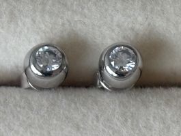 Luxus Elegante Zirkonia Ohrstecker Ohrschmuck  Farbe:Silber