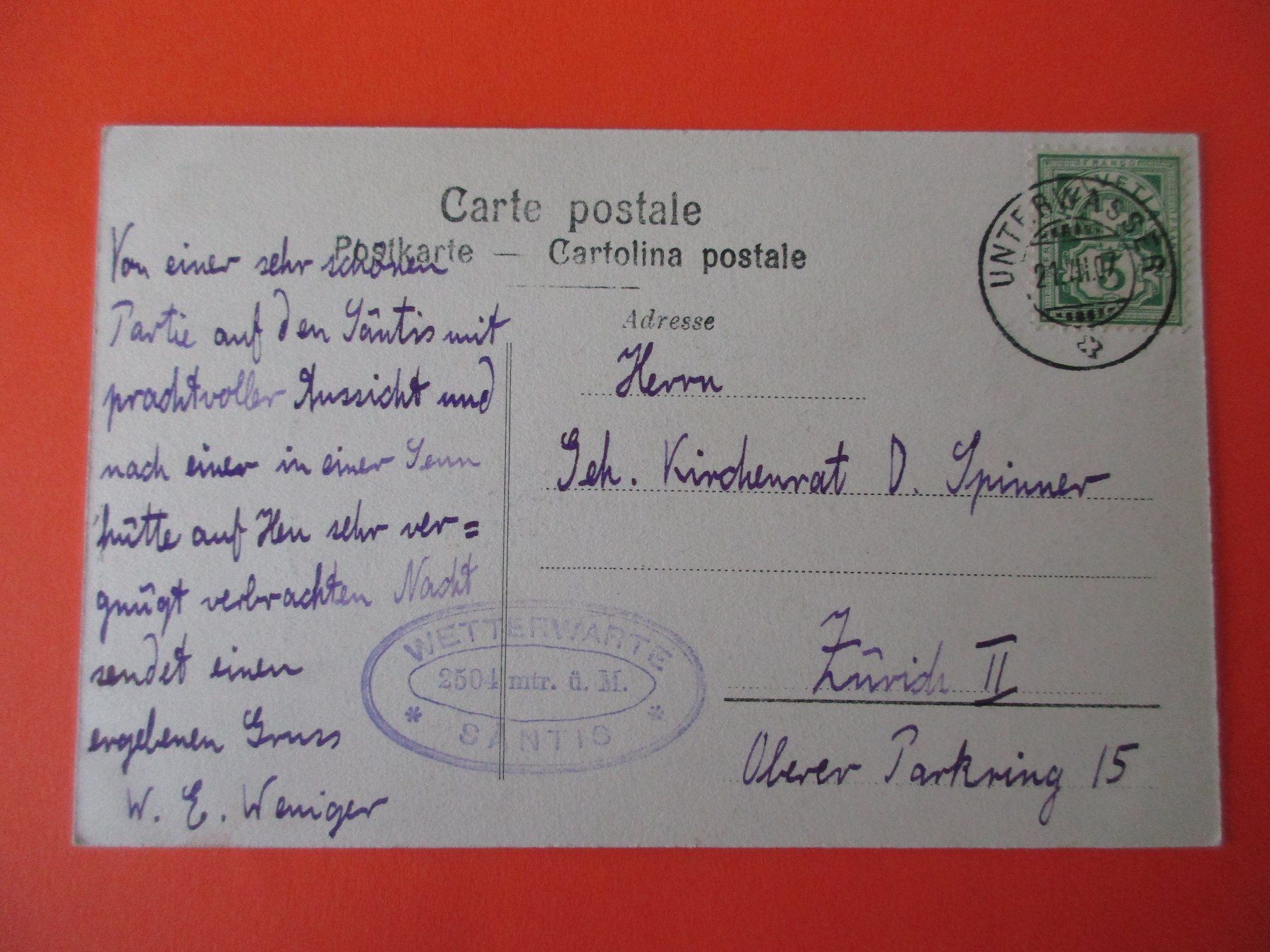 Cartoline postali: SÄntis - Observatorium / Gel. 1907 / Ansichtskarte – Usato da Eschenbach LU venduto da Jack1711 1