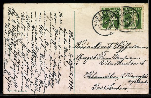 Cartoline postali: Hausen a. Albis, Ortsansicht mit Kirche  – Usato da Berlin venduto da bartko-reher 1
