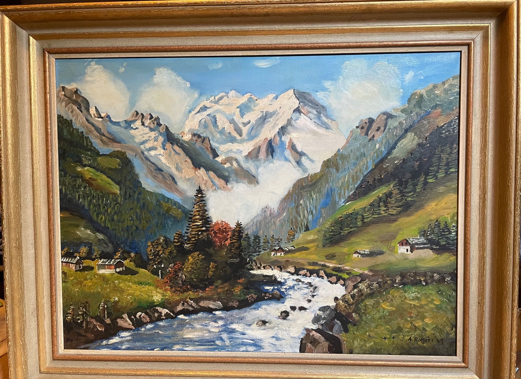 Dipinti: Gemälde A. Rohrer Berglandschaft gebraucht gerahmt – Usato da Zürich venduto da Goldenline