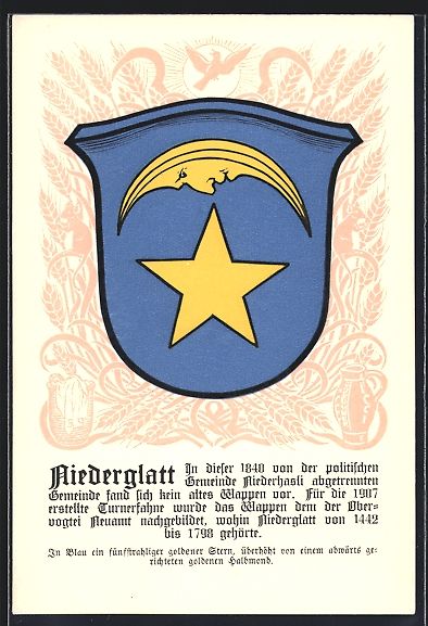 Cartoline postali: Niederglatt /ZH, Wappen der Gemeinde mit – Usato da Berlin venduto da bartko-reher