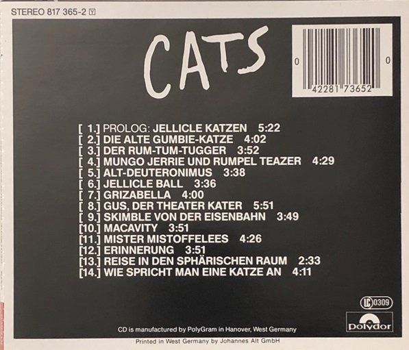 CDs: Cats - Deutsche Originalaufnahme – D'occasion à Grüningen par azulgris 1