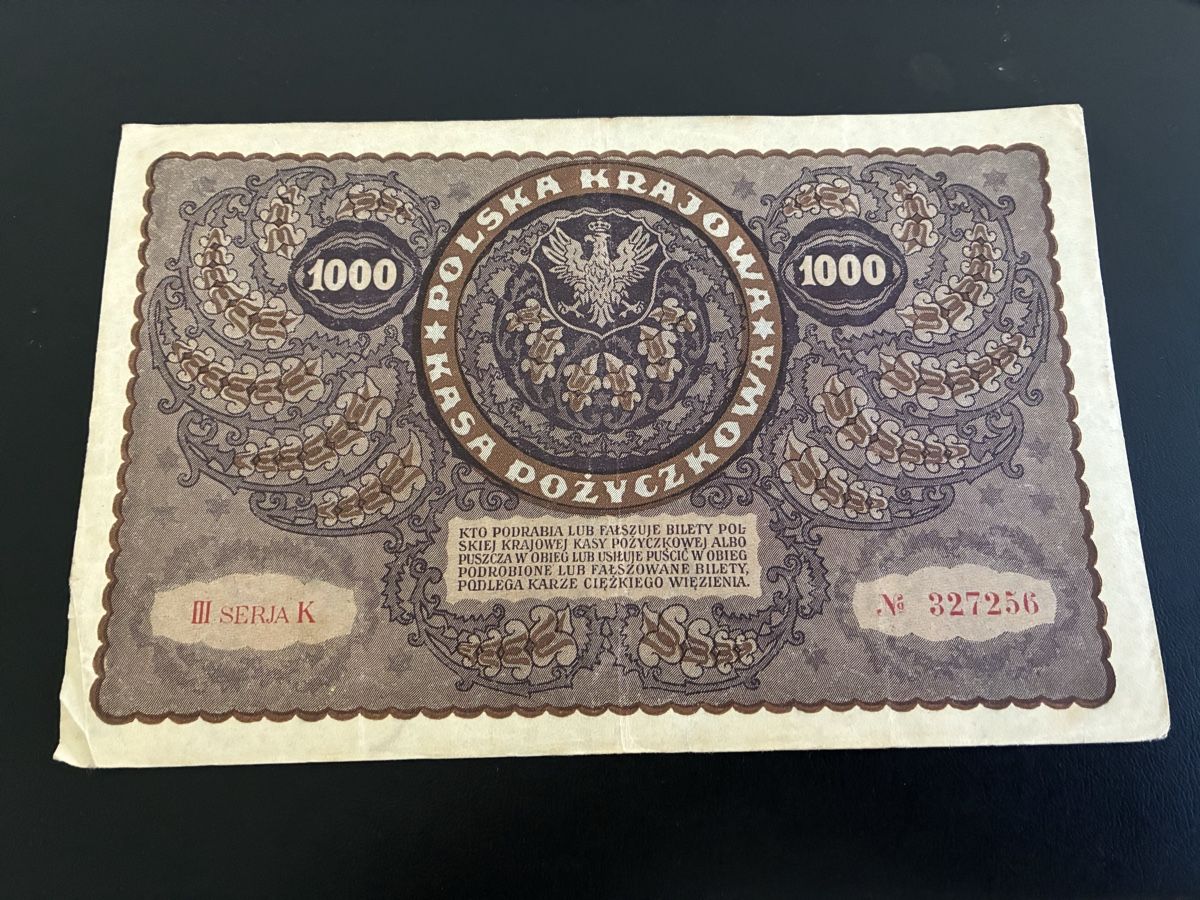 Banconote: 1919 Poland - 1000 Marek- PICK-29 – Usato da Dällikon venduto da Woldbanknoten 2