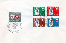 1957 PRO PATRIA SERIE AUF BELEG AUSGABETAG - H438