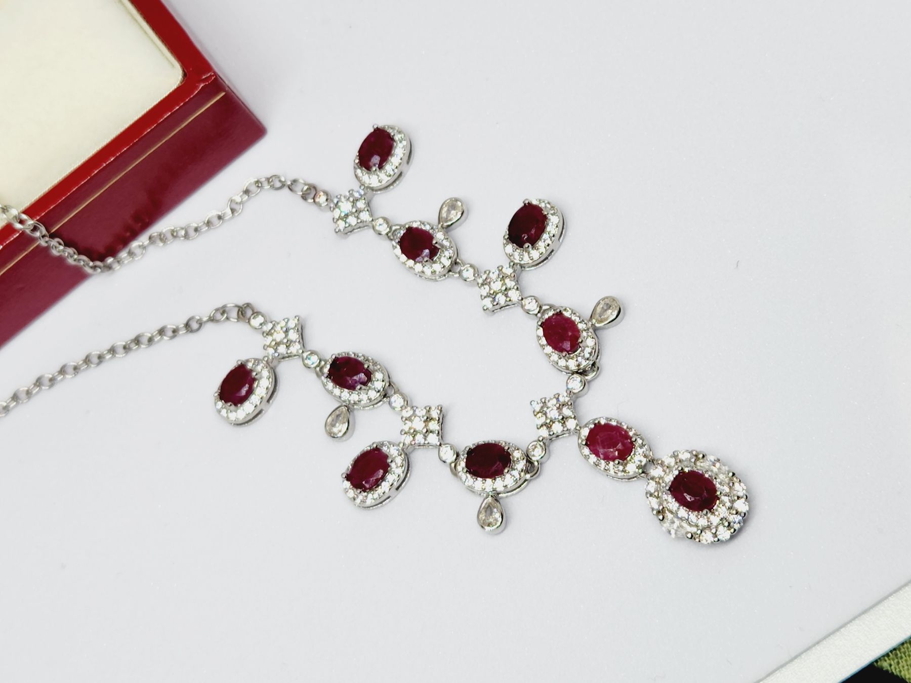 Catenine: Luxus Rubin Collier 925 Silber Neu - Geschenkidee – Nuovo (secondo la descrizione) da St. Gallen venduto da GIULESGG 3